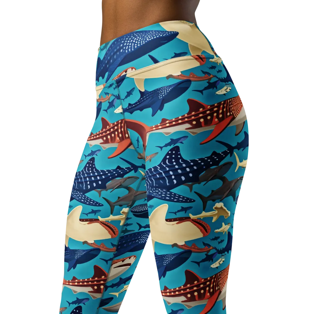Azure Leviathan on Yoga Leggings — Left Front