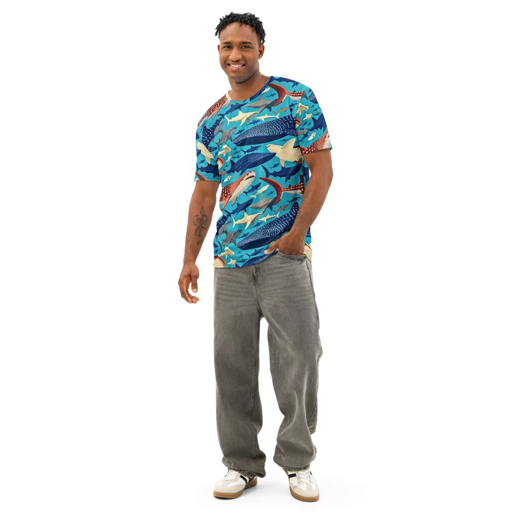 Azure Leviathan on Men's Cotton Crew Neck T-Shirt — Front