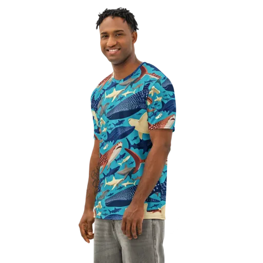Azure Leviathan on a Men's Cotton Crew Neck T-Shirt