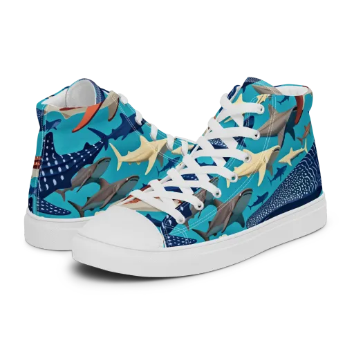 Azure Leviathan on a Men's High Top Canvas Shoes