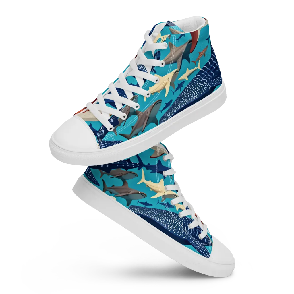 Azure Leviathan on Men's High Top Canvas Shoes — Front