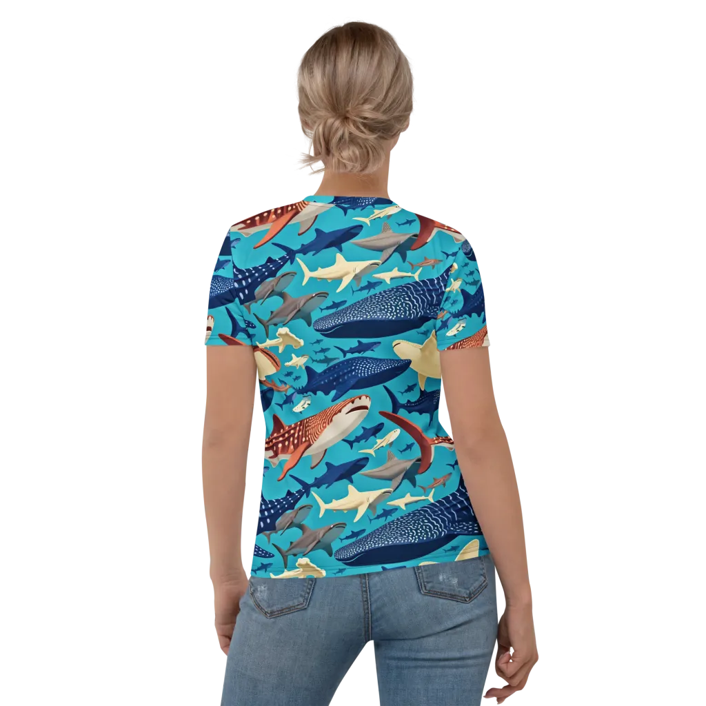 Azure Leviathan on Women's Crew Neck T-Shirt — Back