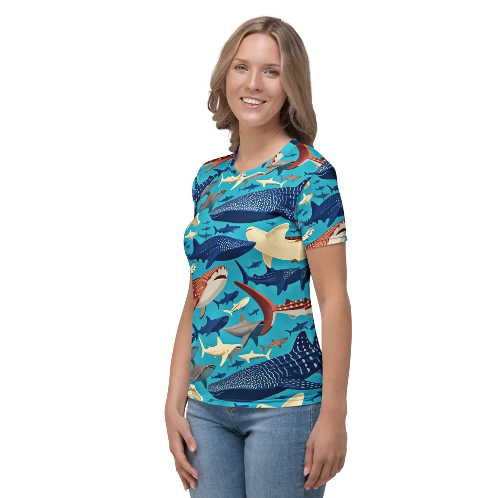Azure Leviathan on Women's Crew Neck T-Shirt — Left