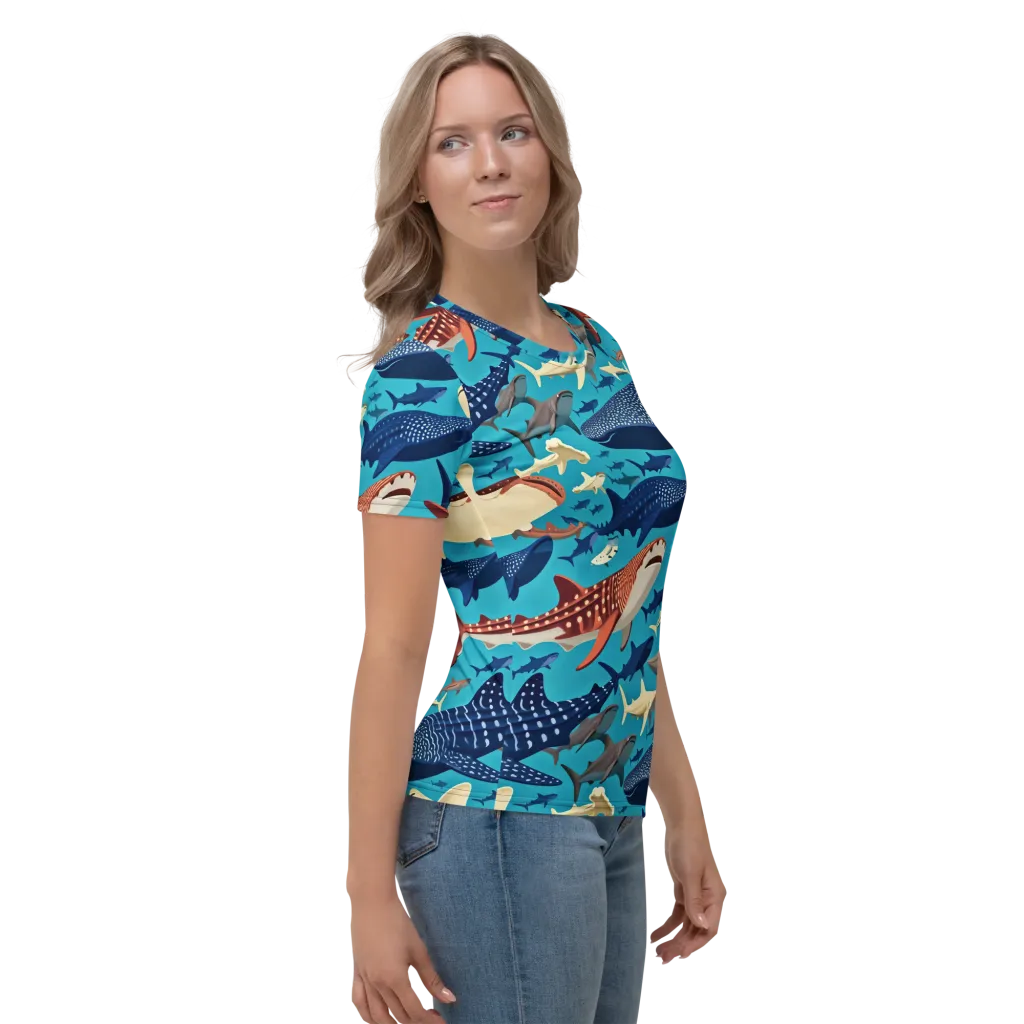 Azure Leviathan on Women's Crew Neck T-Shirt — Right