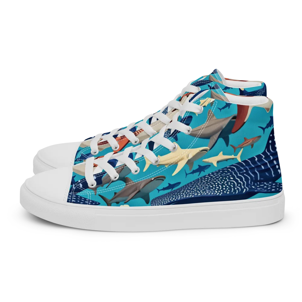 Azure Leviathan on Women's High Top Canvas Shoes — Left