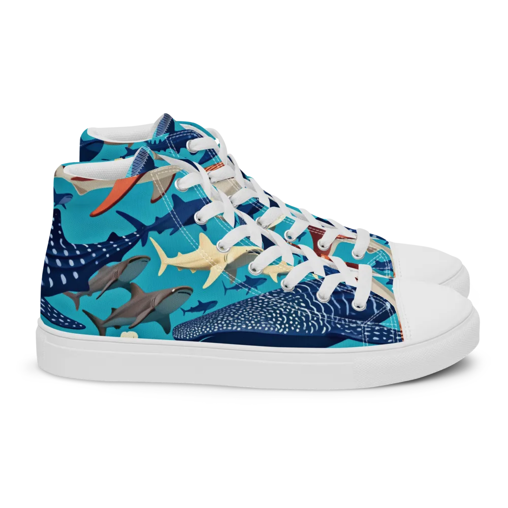 Azure Leviathan on Women's High Top Canvas Shoes — Right