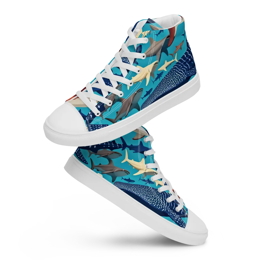Azure Leviathan on Women's High Top Canvas Shoes — Front