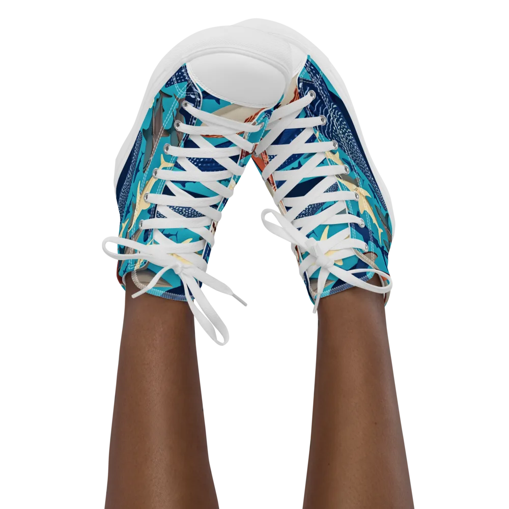Azure Leviathan on Women's High Top Canvas Shoes — Front