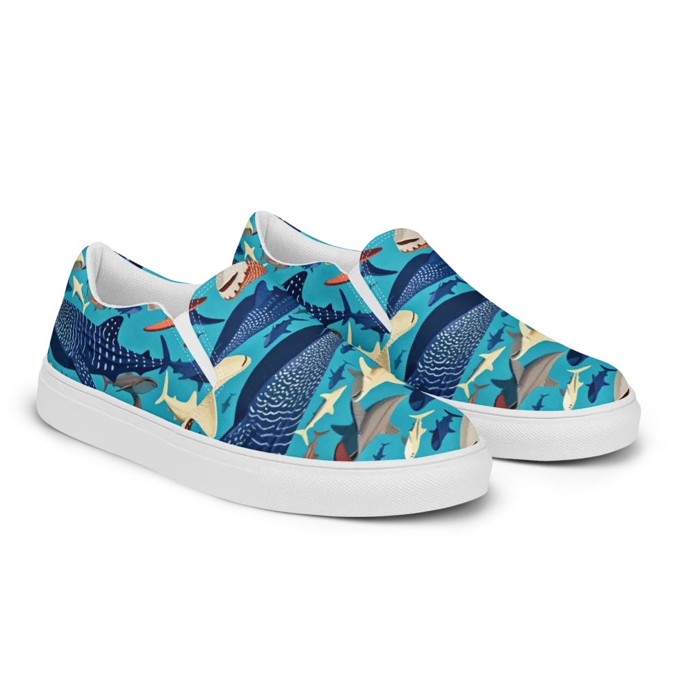 Azure Leviathan on Men's Slip-On Canvas Shoes — Right Front