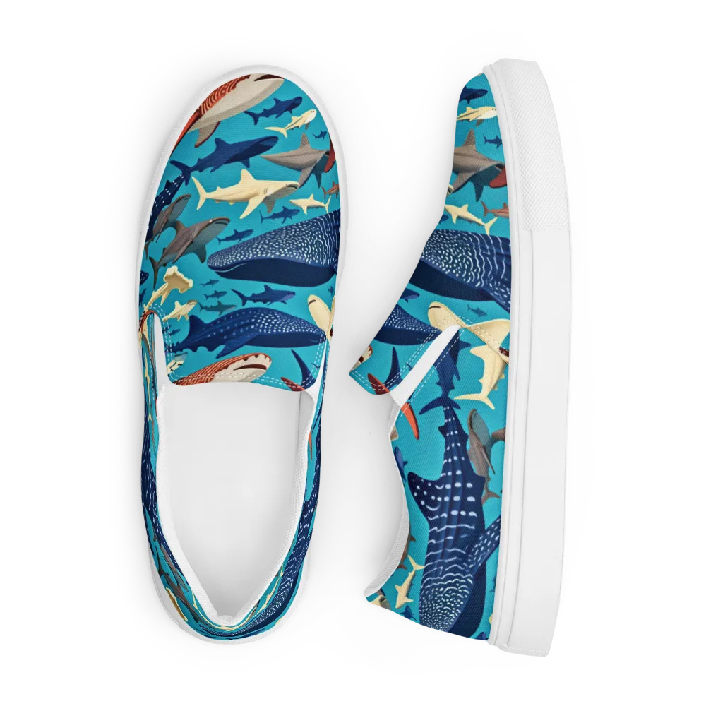 Azure Leviathan on Men's Slip-On Canvas Shoes — Front