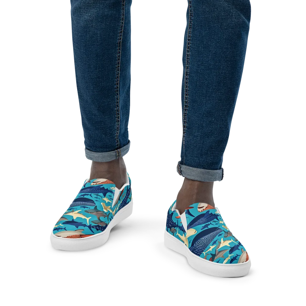 Azure Leviathan on Men's Slip-On Canvas Shoes — Front