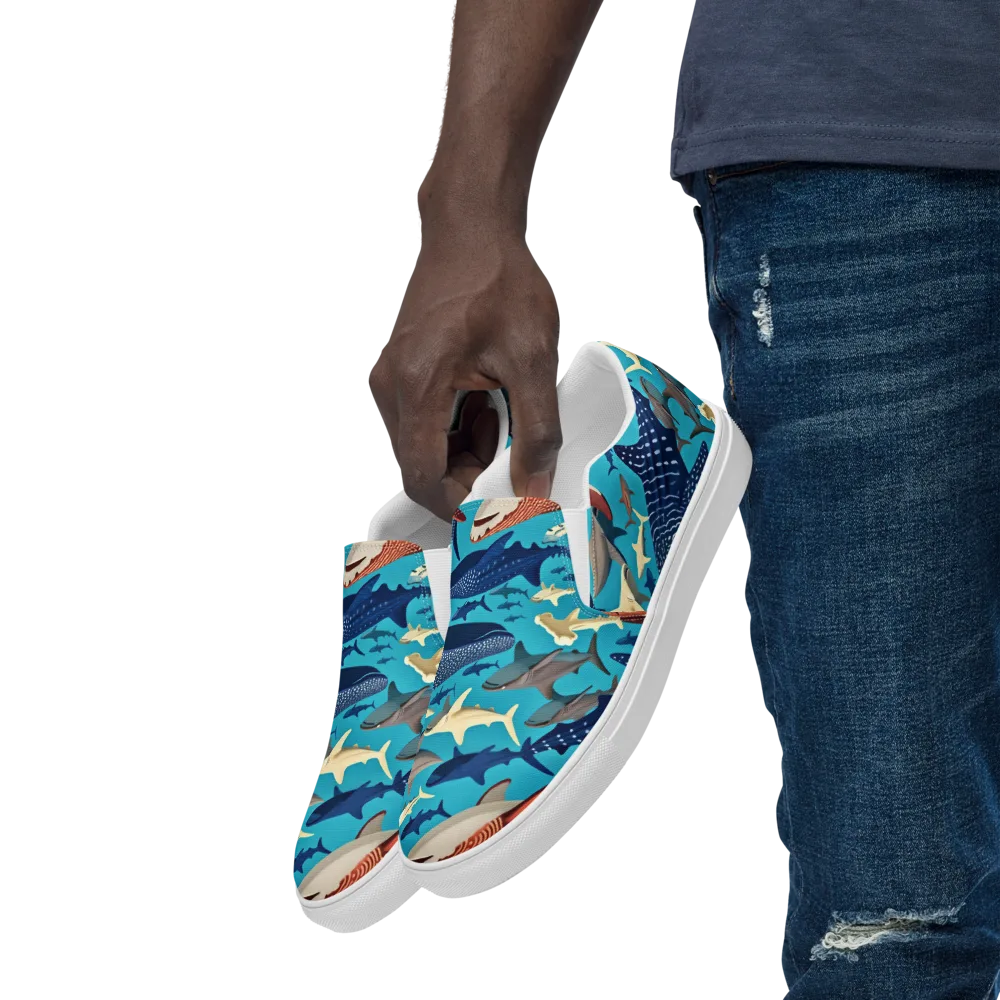 Azure Leviathan on Men's Slip-On Canvas Shoes — Left Front