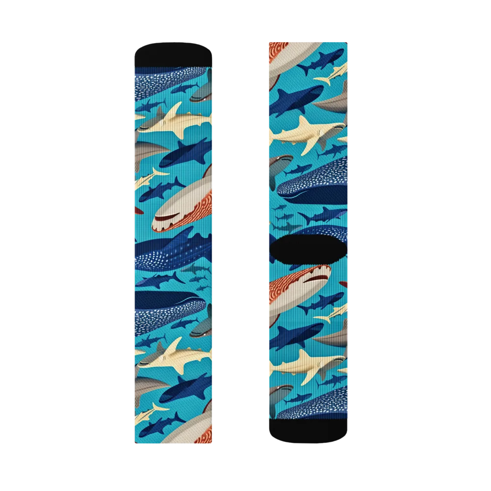 Azure Leviathan on Socks — Right Sock