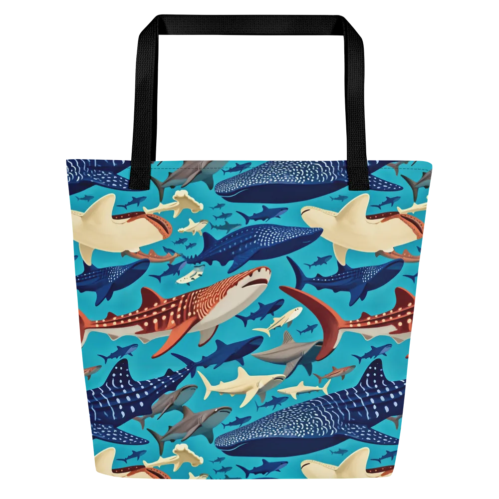 Azure Leviathan on Large Tote Bag W/ Pocket — Front