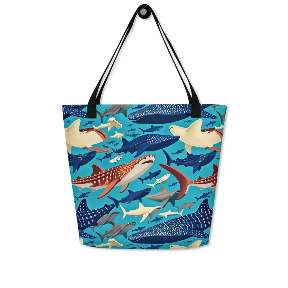 Azure Leviathan on Large Tote Bag W/ Pocket — Front