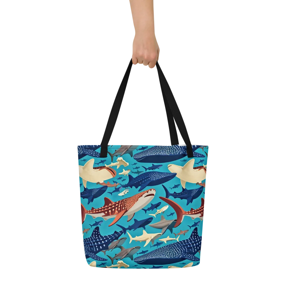 Azure Leviathan on Large Tote Bag W/ Pocket — Front