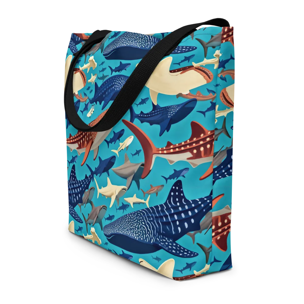 Azure Leviathan on Large Tote Bag W/ Pocket — Front
