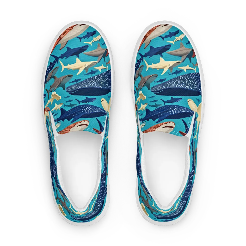 Azure Leviathan on Women's Slip-On Canvas Shoes — Front