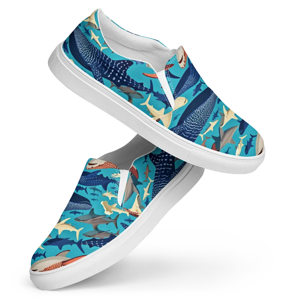 Azure Leviathan on Women's Slip-On Canvas Shoes — Front