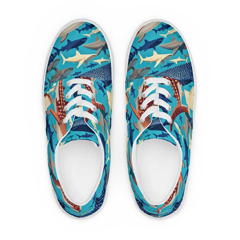 Azure Leviathan on Men's Lace-Up Canvas Shoes — Front