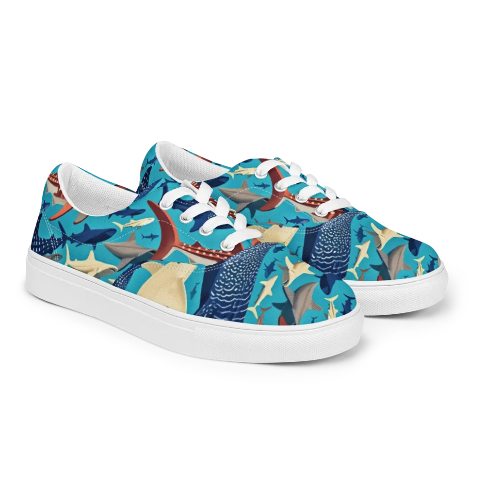 Azure Leviathan on Men's Lace-Up Canvas Shoes — Right Front