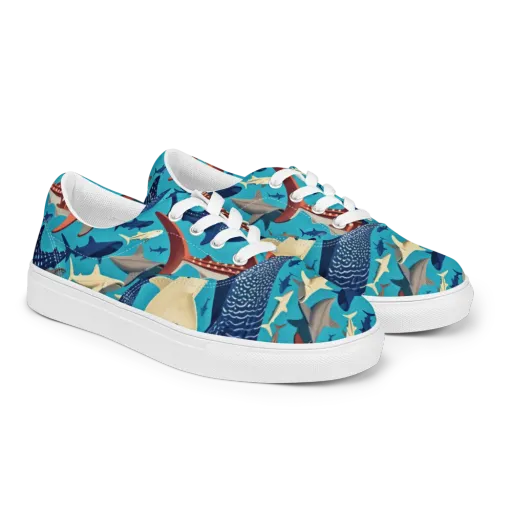 Azure Leviathan on a Men's Lace-Up Canvas Shoes