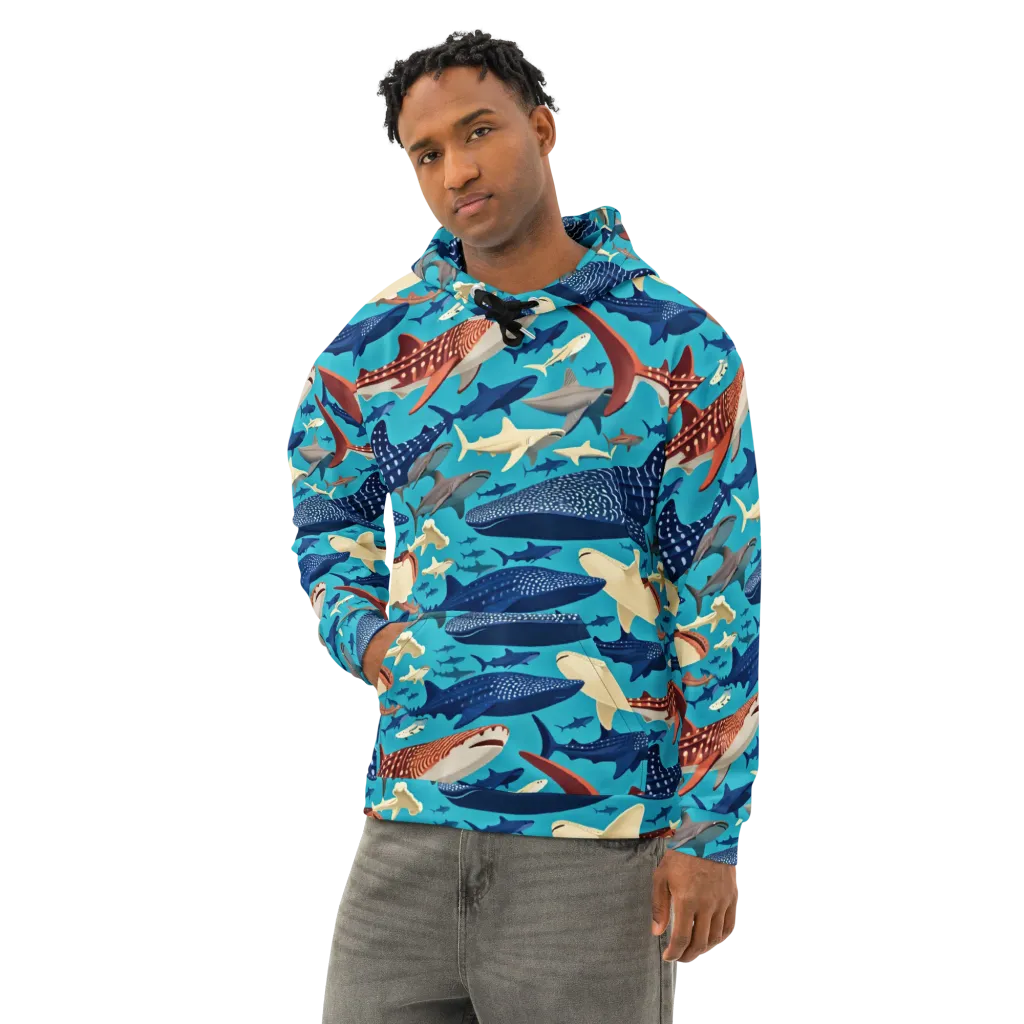 Azure Leviathan on Cotton Hoodie — Left Front