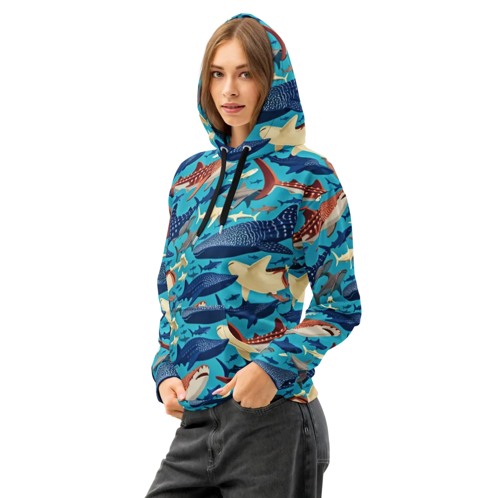Azure Leviathan on Cotton Hoodie — Left Front