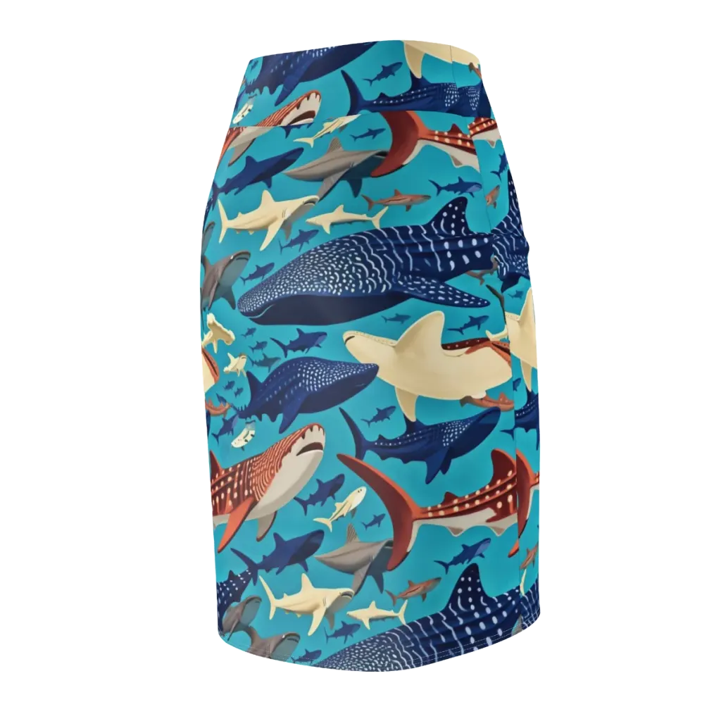 Azure Leviathan on Pencil Skirt — Back Side