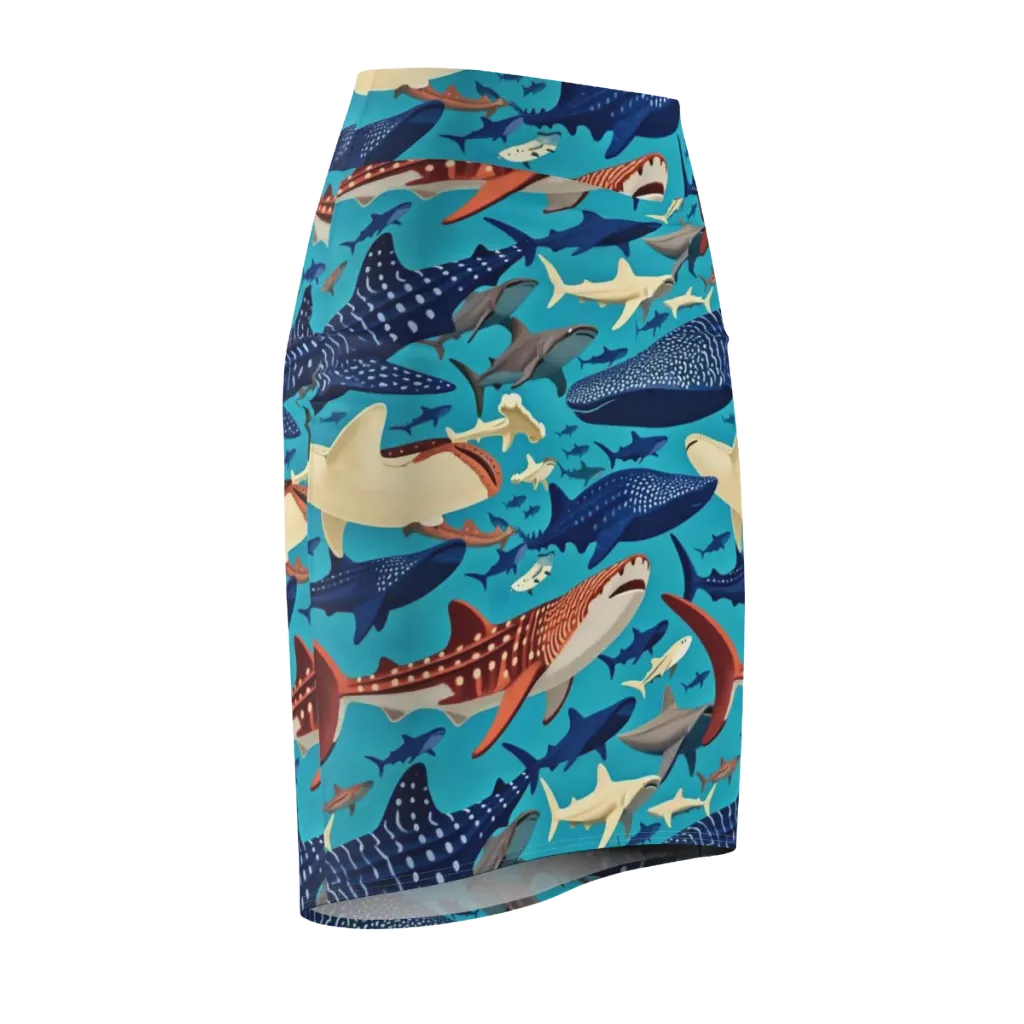 Azure Leviathan on Pencil Skirt — Front Side