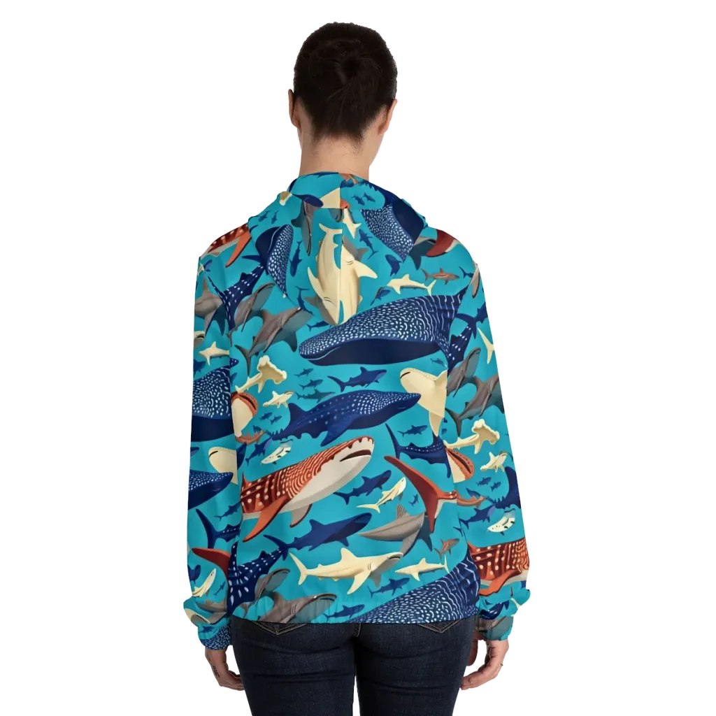 Azure Leviathan on Women's Full-Zip Hoodie — Back On Person
