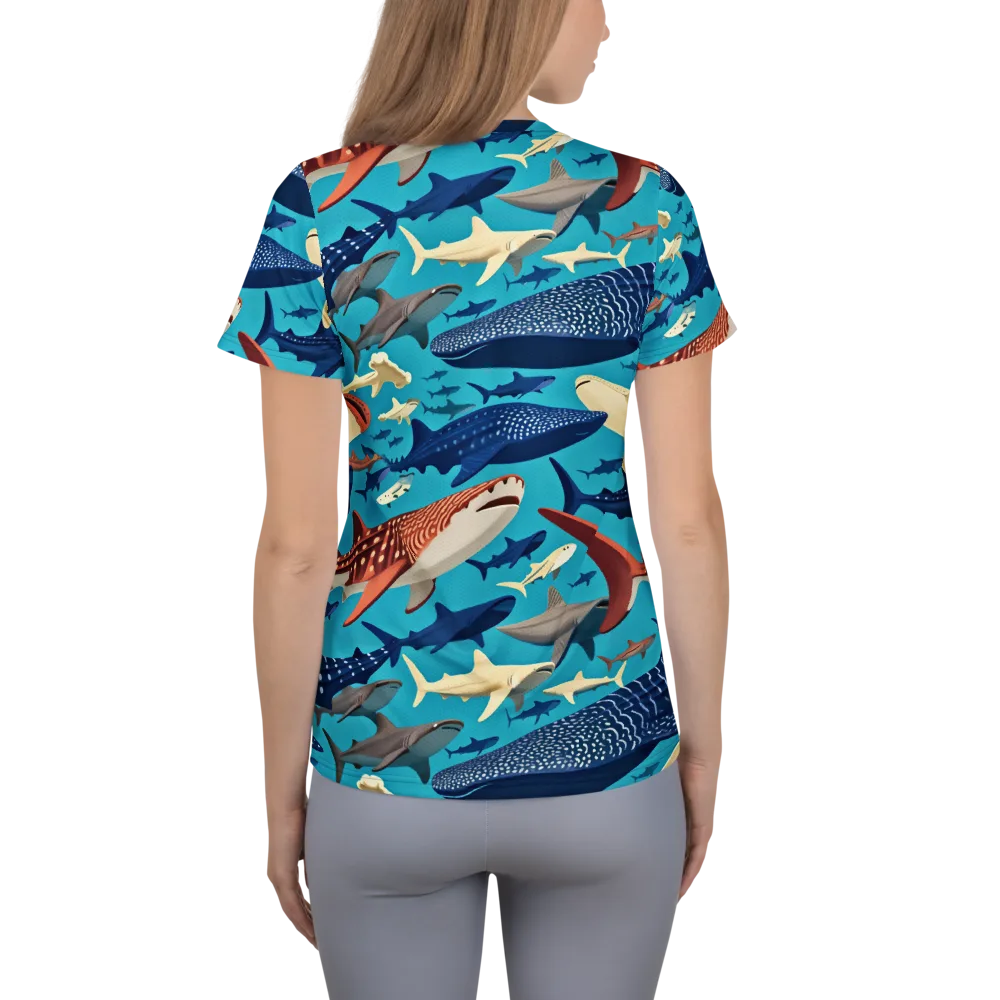 Azure Leviathan on Women's Athletic T-Shirt — Back