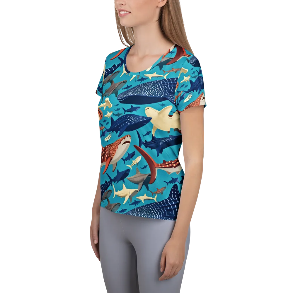 Azure Leviathan on Women's Athletic T-Shirt — Left