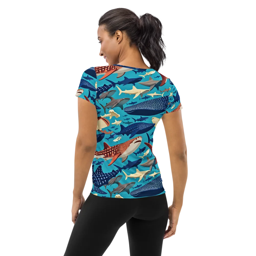 Azure Leviathan on Women's Athletic T-Shirt — Back