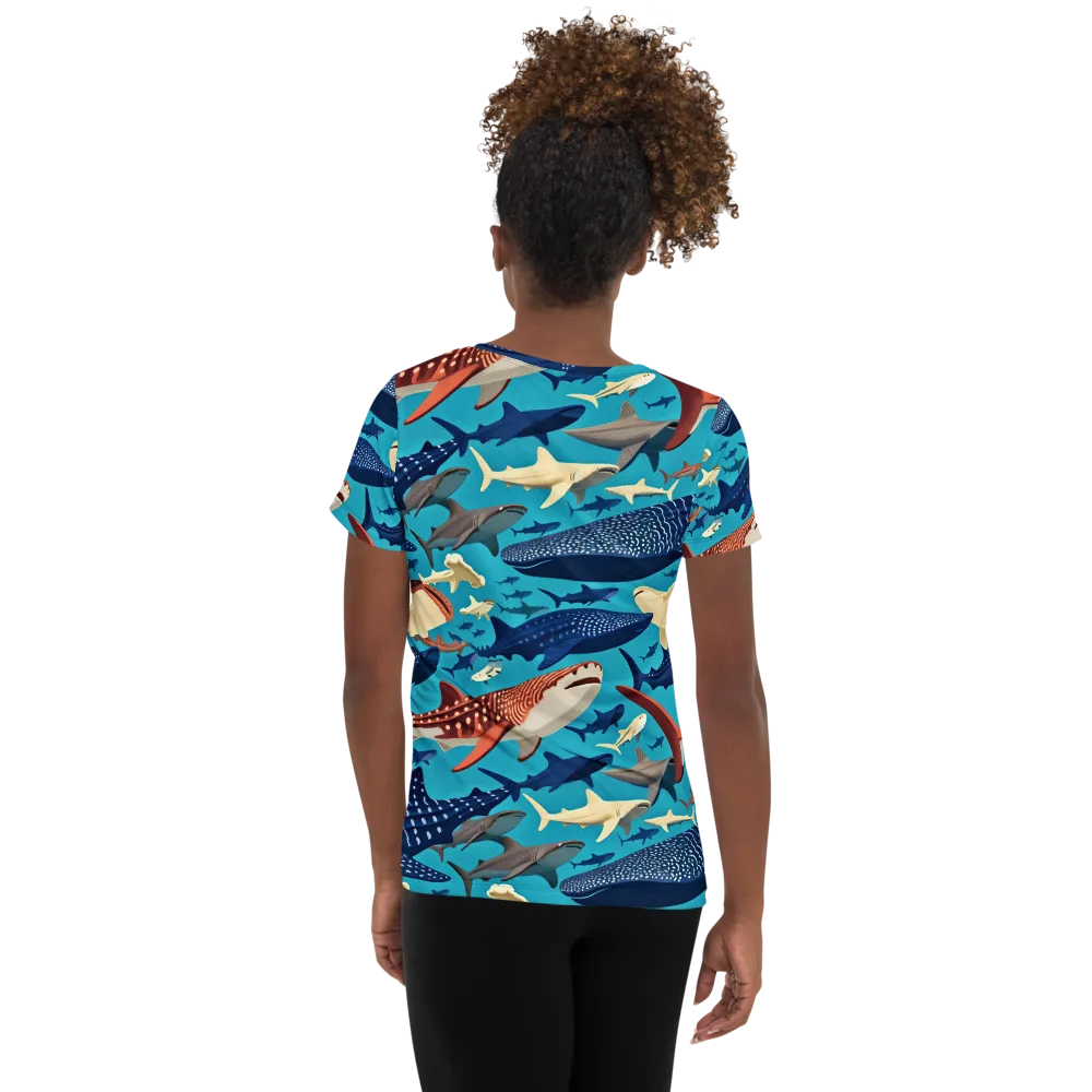 Azure Leviathan on Women's Athletic T-Shirt — Back