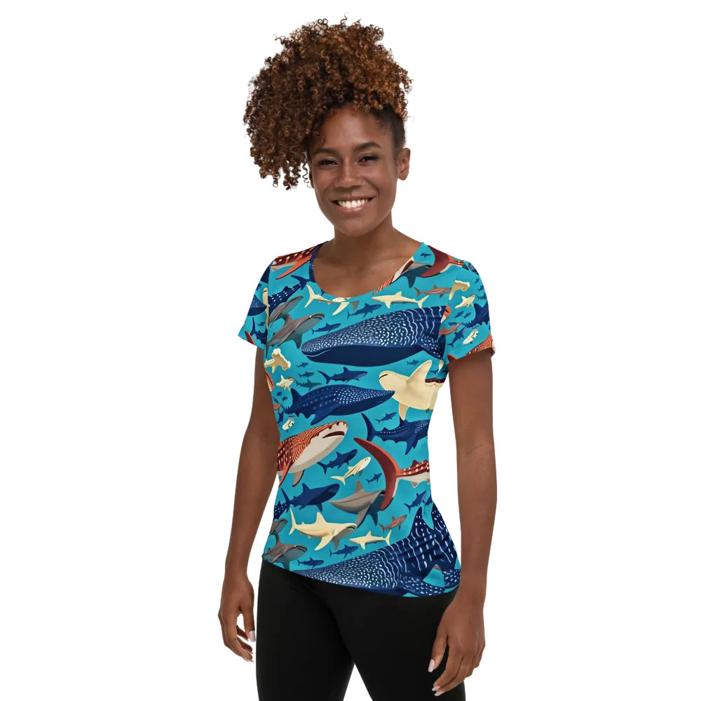 Azure Leviathan on Women's Athletic T-Shirt — Left