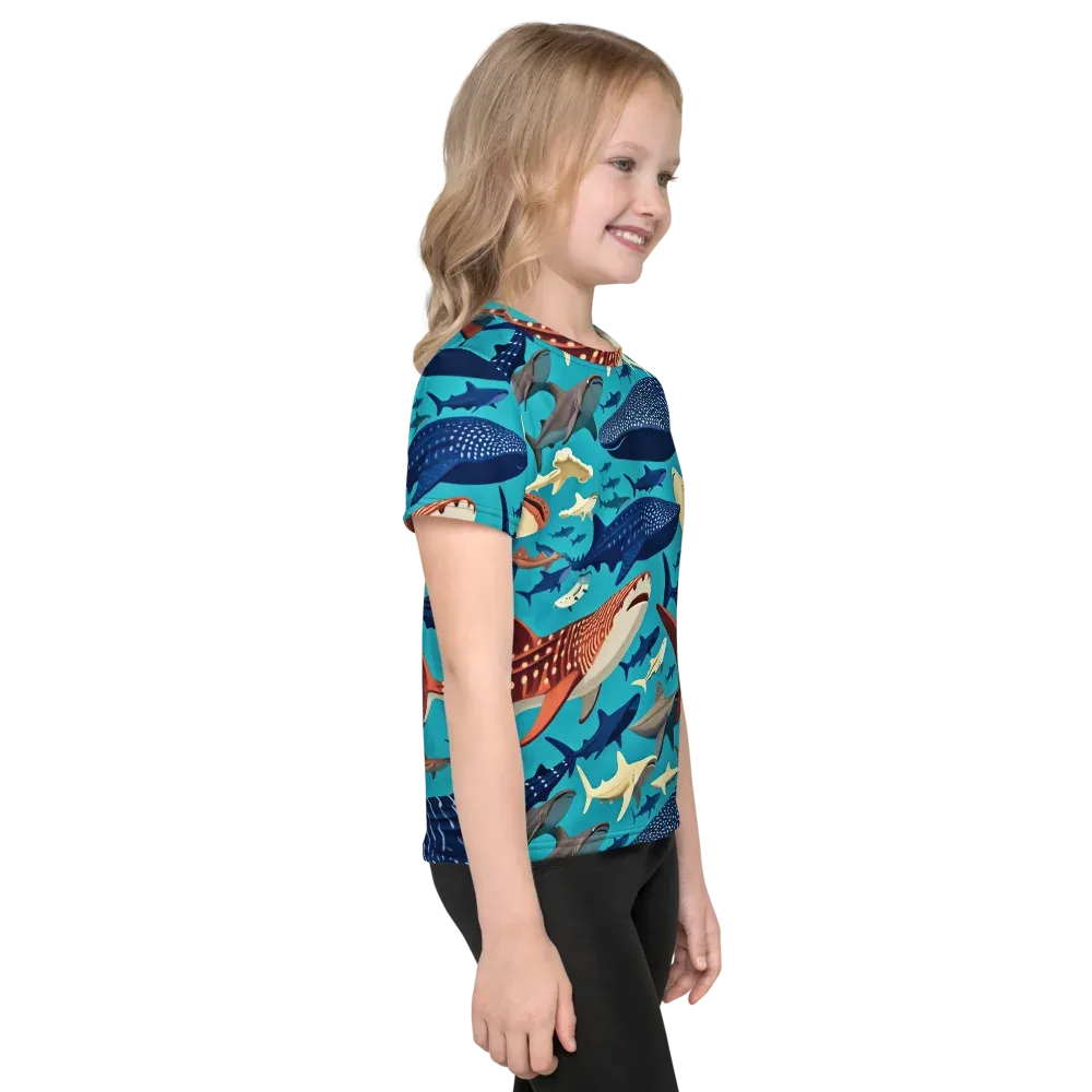 Azure Leviathan on Kids Crew Neck T-Shirt — Right