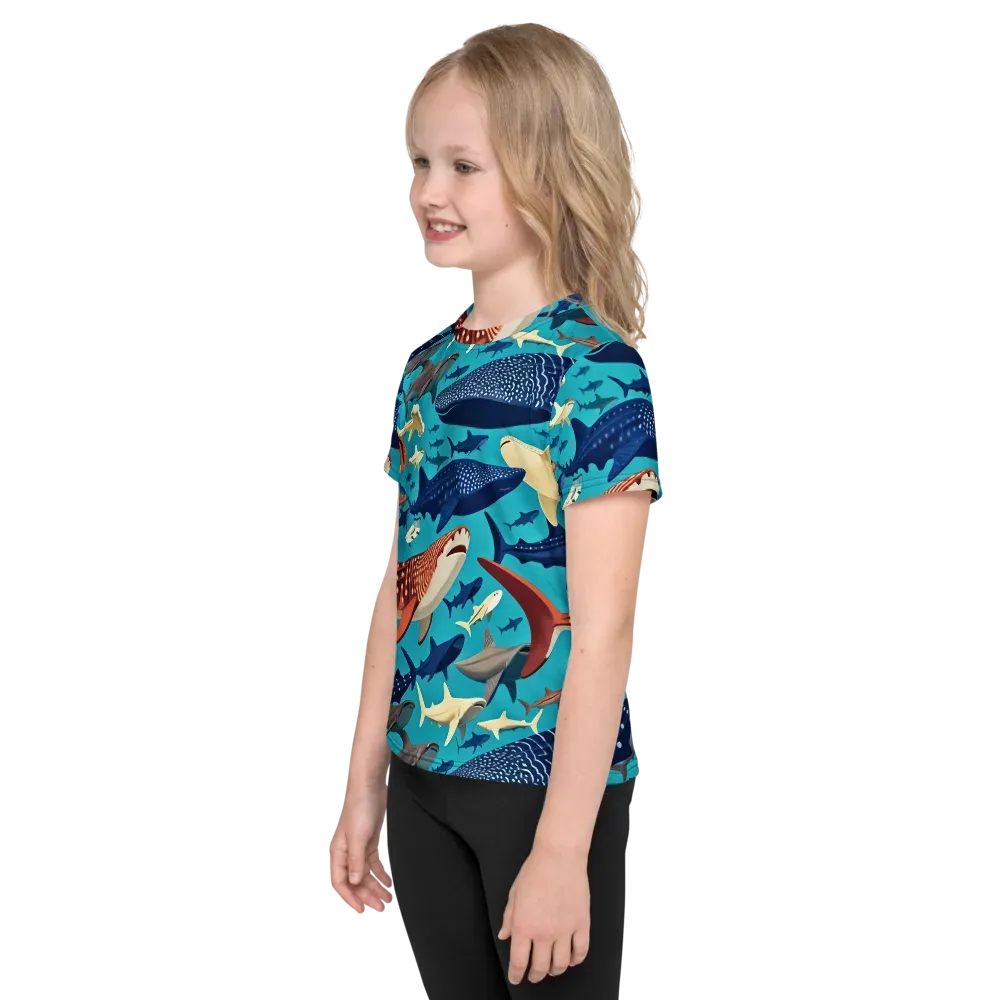 Azure Leviathan on Kids Crew Neck T-Shirt — Left