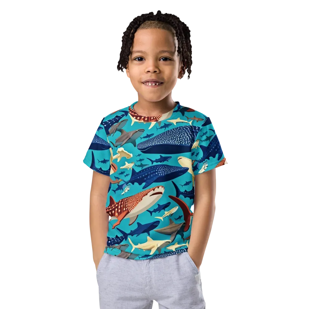 Azure Leviathan on Kids Crew Neck T-Shirt — Front