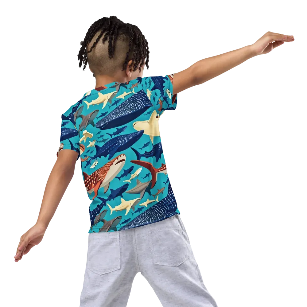 Azure Leviathan on Kids Crew Neck T-Shirt — Back