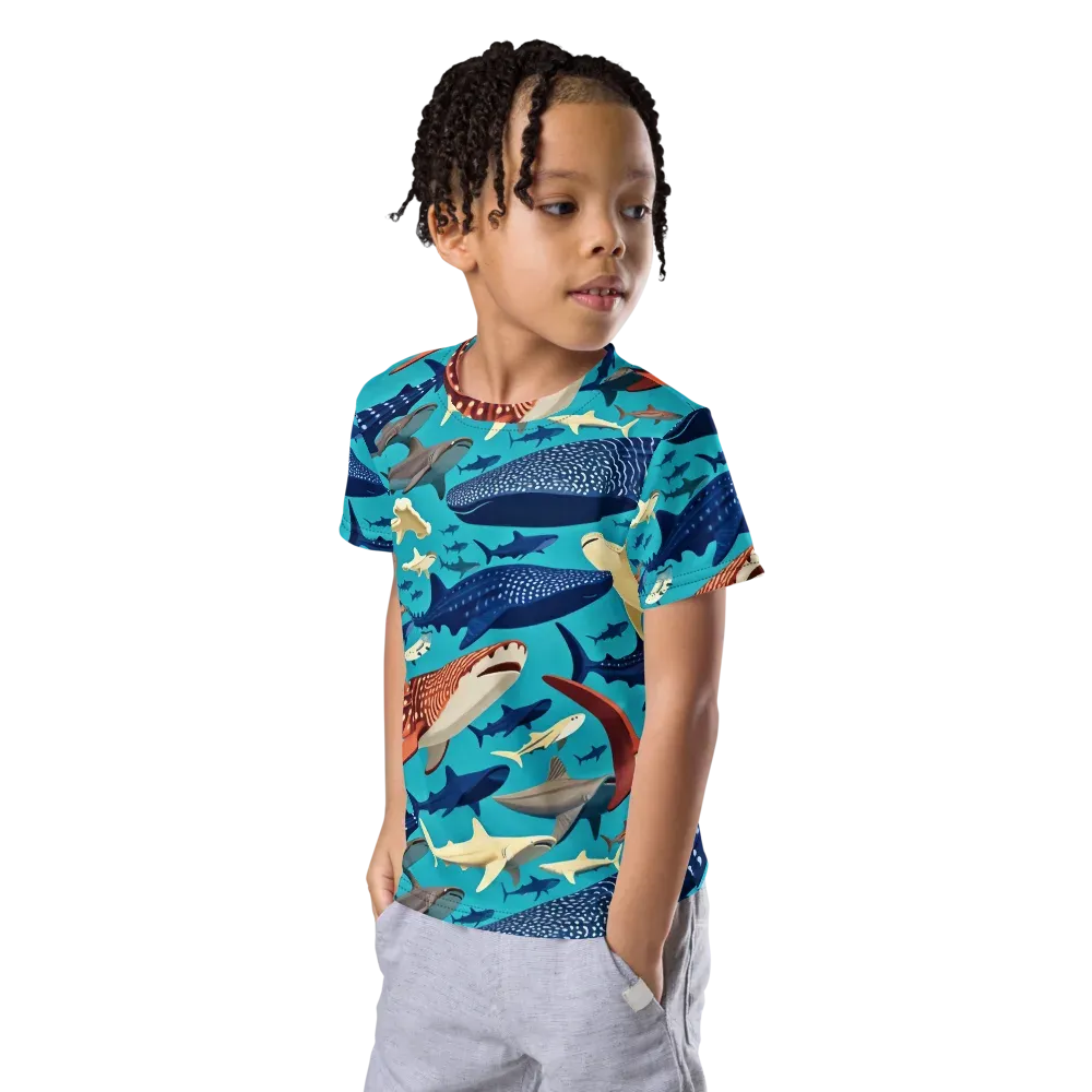 Azure Leviathan on Kids Crew Neck T-Shirt — Left Front