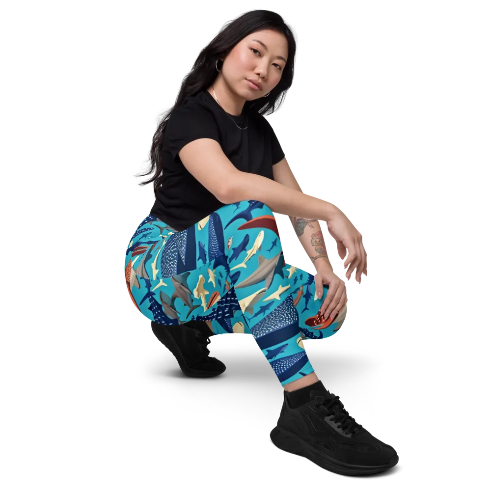 Azure Leviathan on Leggings with Pockets — Right Front