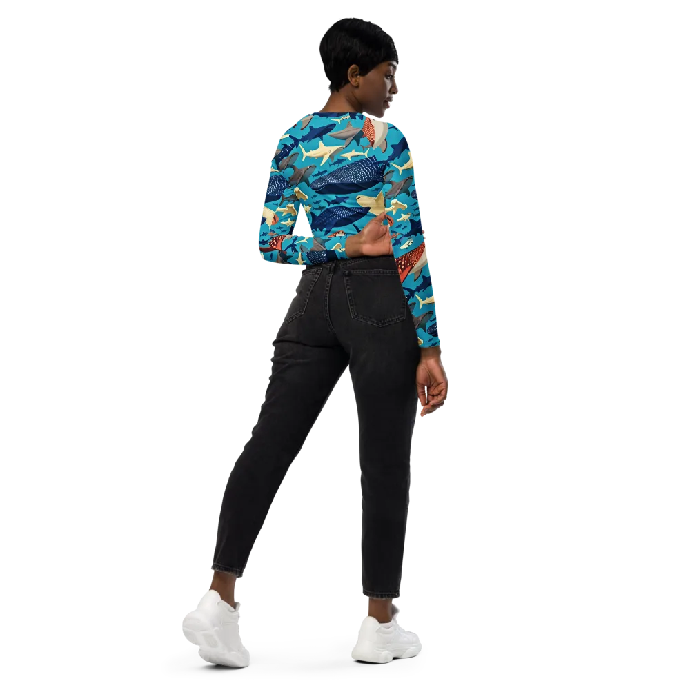 Azure Leviathan on Long Sleeve Crop Top — Right Back