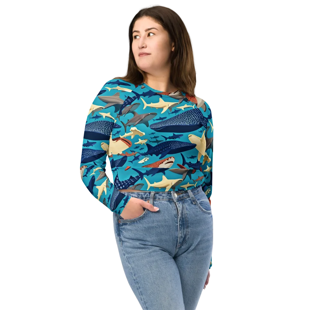 Azure Leviathan on Long Sleeve Crop Top — Front