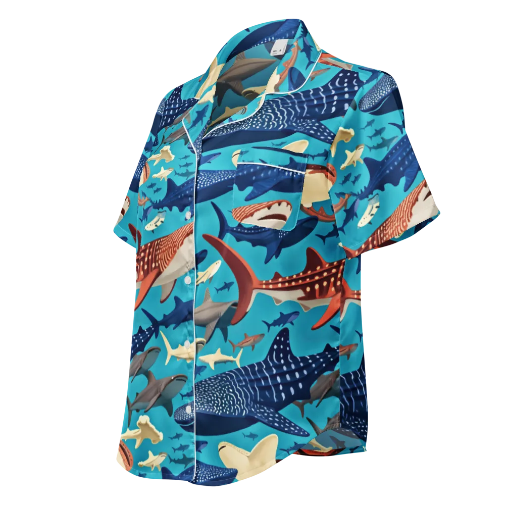 Azure Leviathan on Women's Short Sleeve Pajama Top — Left Front