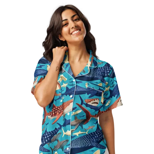 Azure Leviathan on a Women's Short Sleeve Pajama Top