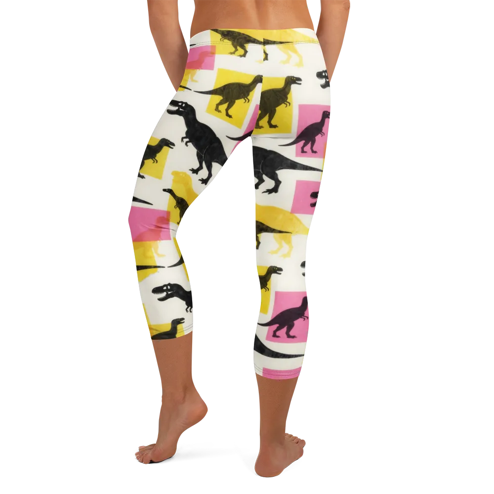 Neon Cretaceous on Capri Leggings — Back