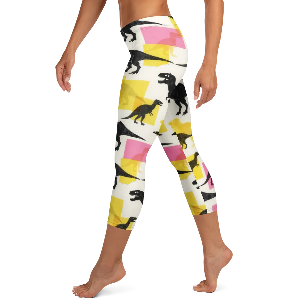 Neon Cretaceous on Capri Leggings — Left