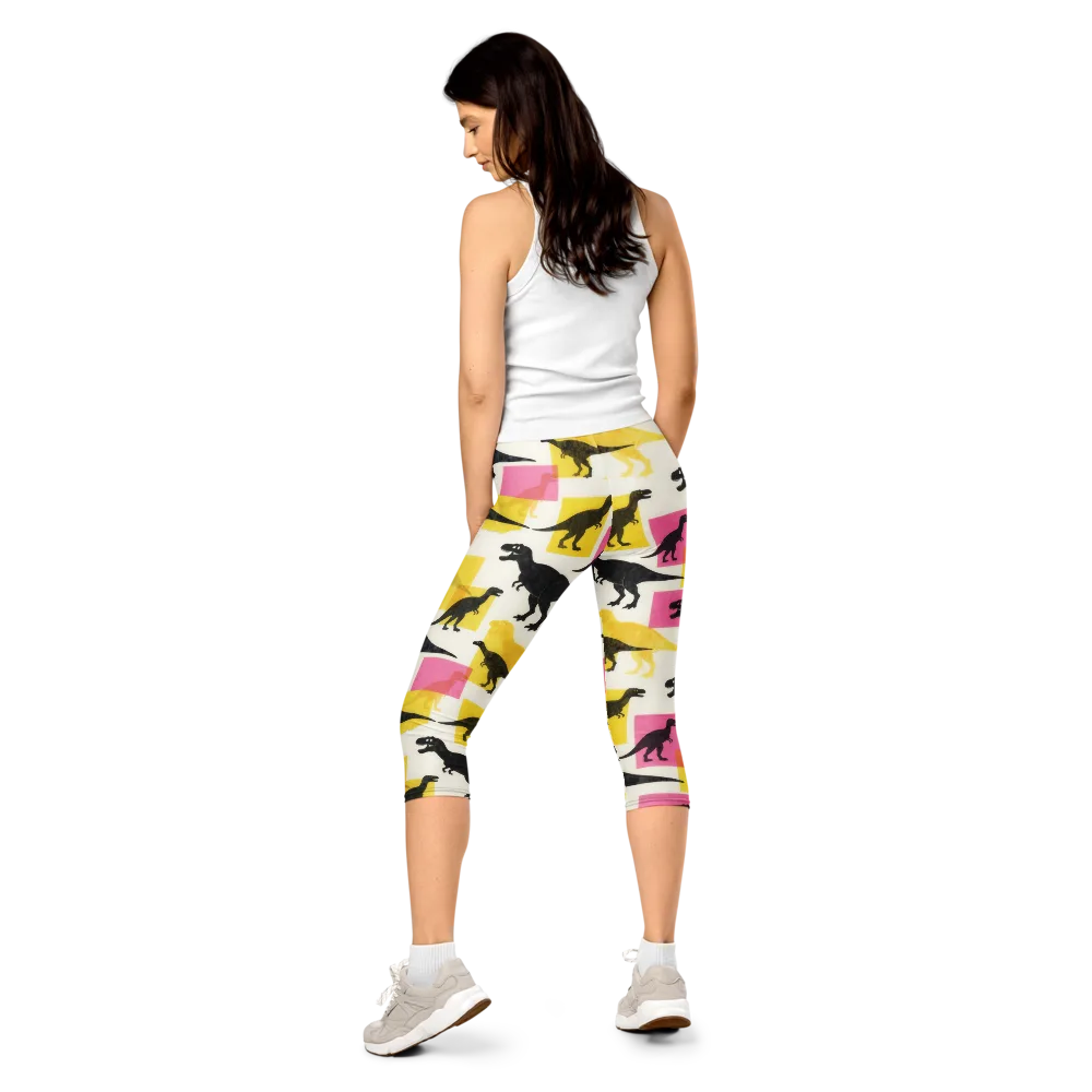Neon Cretaceous on Capri Leggings — Back