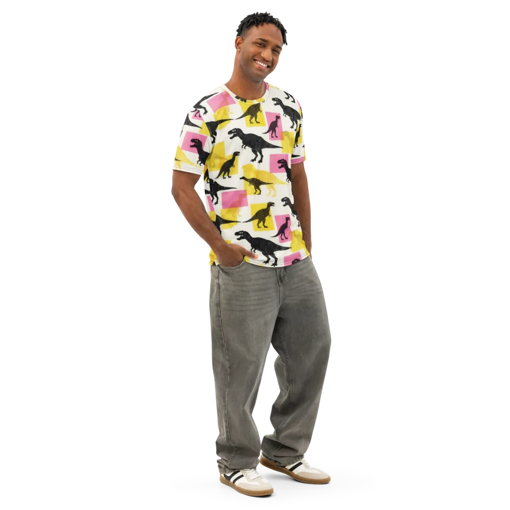 Neon Cretaceous on Men's Cotton Crew Neck T-Shirt — Right Front